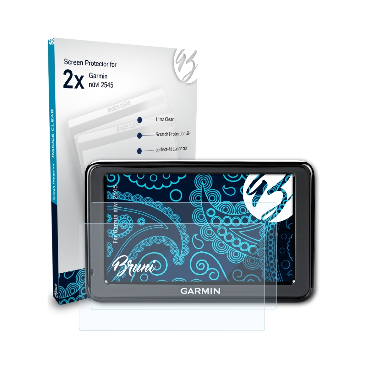 2x Basics-Clear Garmin nüvi 2545) Schutzfolie(für BRUNI