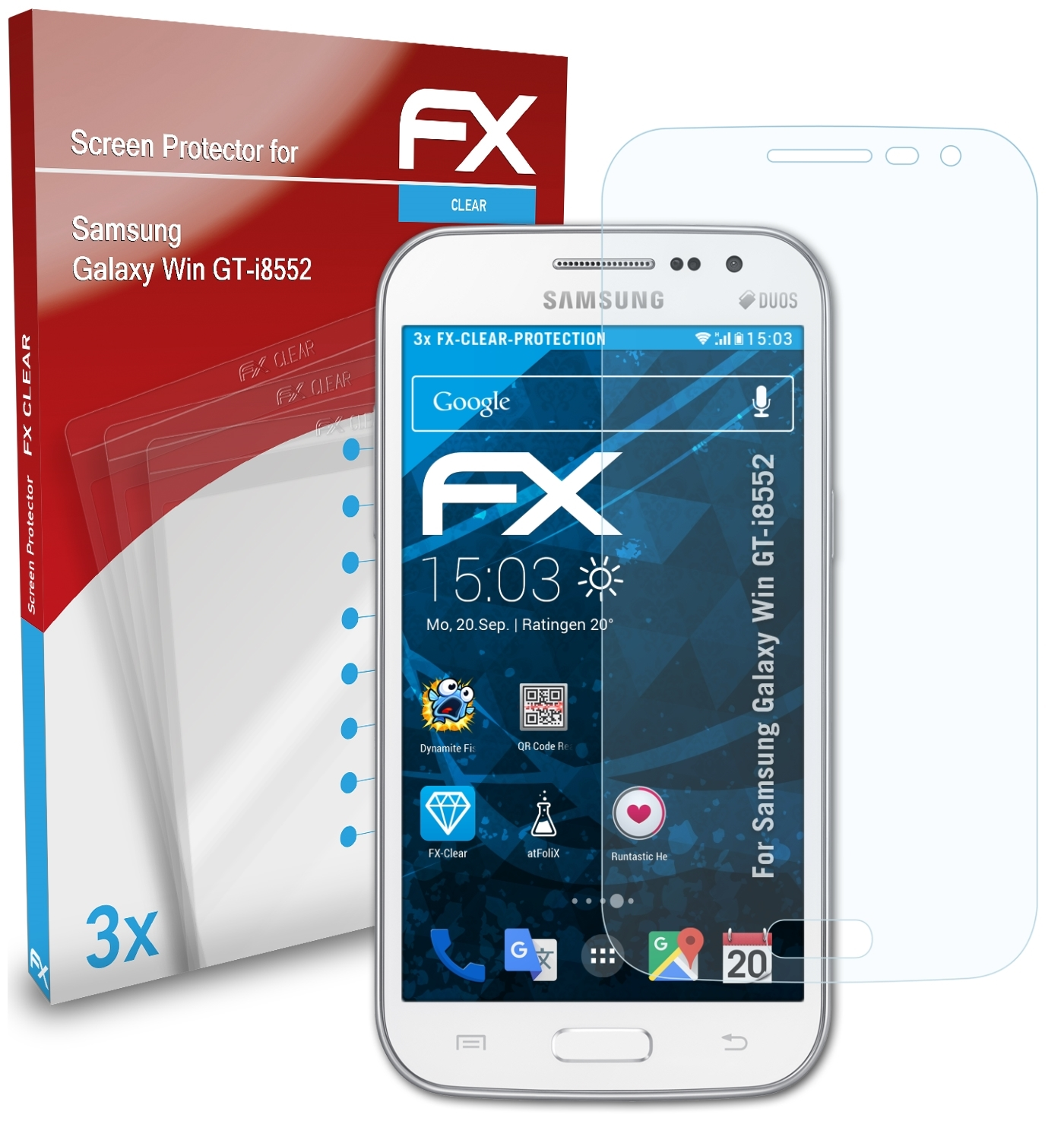 ATFOLIX 3x Win Samsung Displayschutz(für Galaxy FX-Clear (GT-i8552))