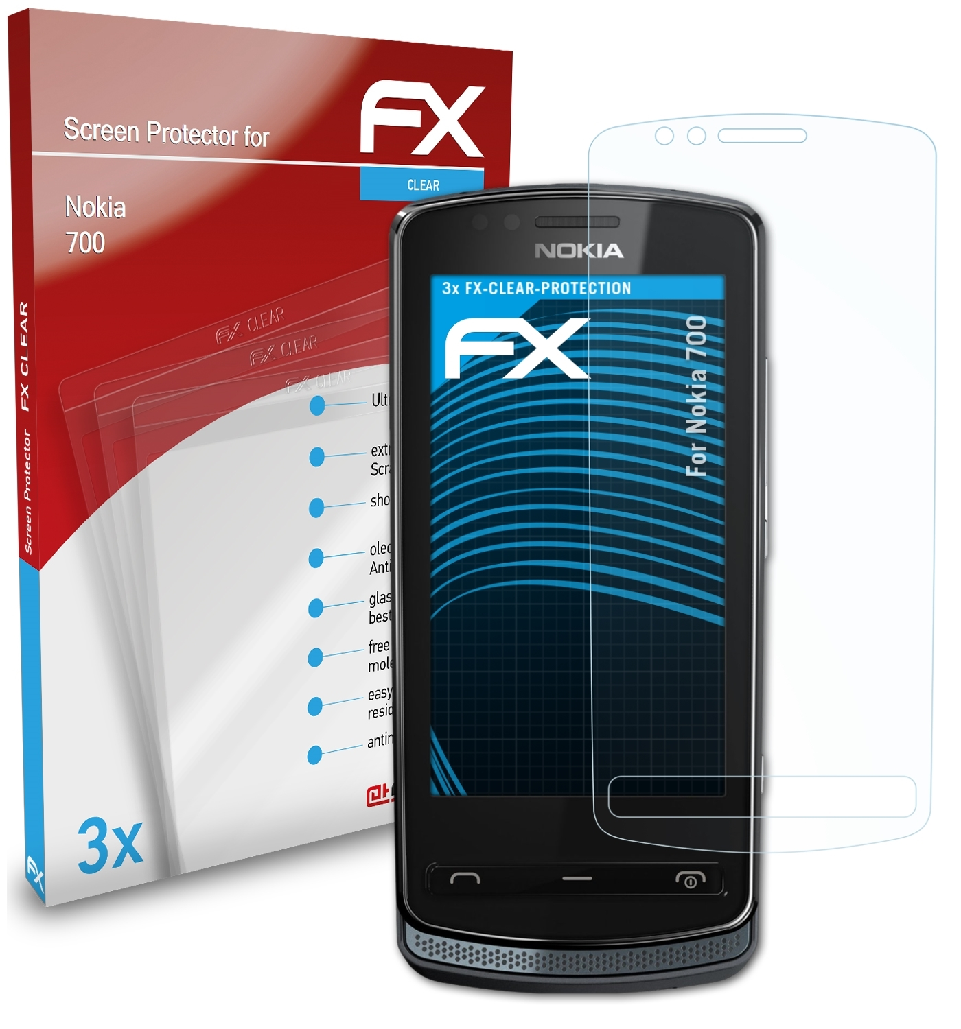 ATFOLIX Nokia 3x FX-Clear 700) Displayschutz(für