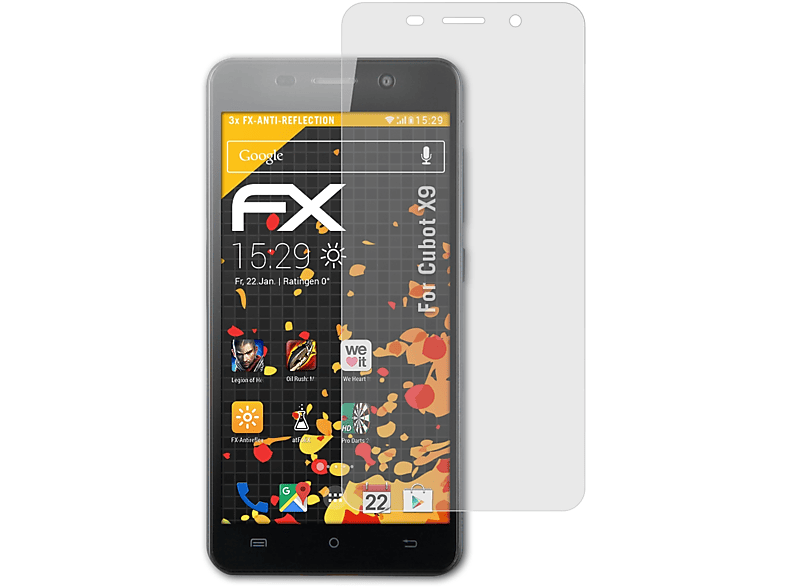 ATFOLIX 3x FX-Antireflex Displayschutz(für Cubot X9)