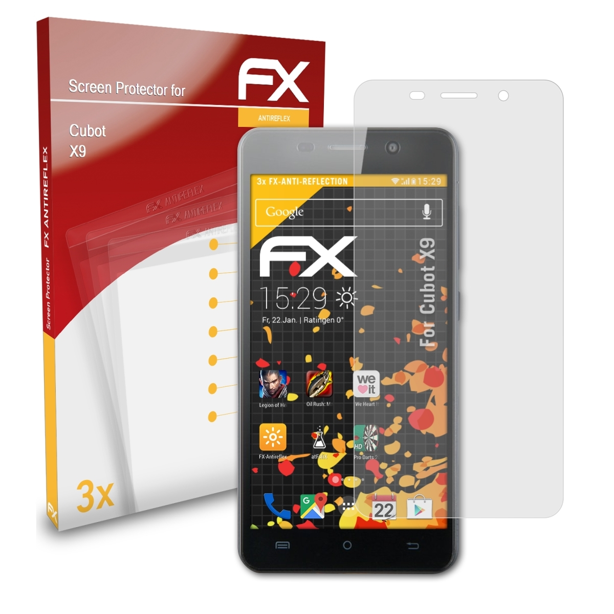 ATFOLIX 3x FX-Antireflex Displayschutz(für Cubot X9)