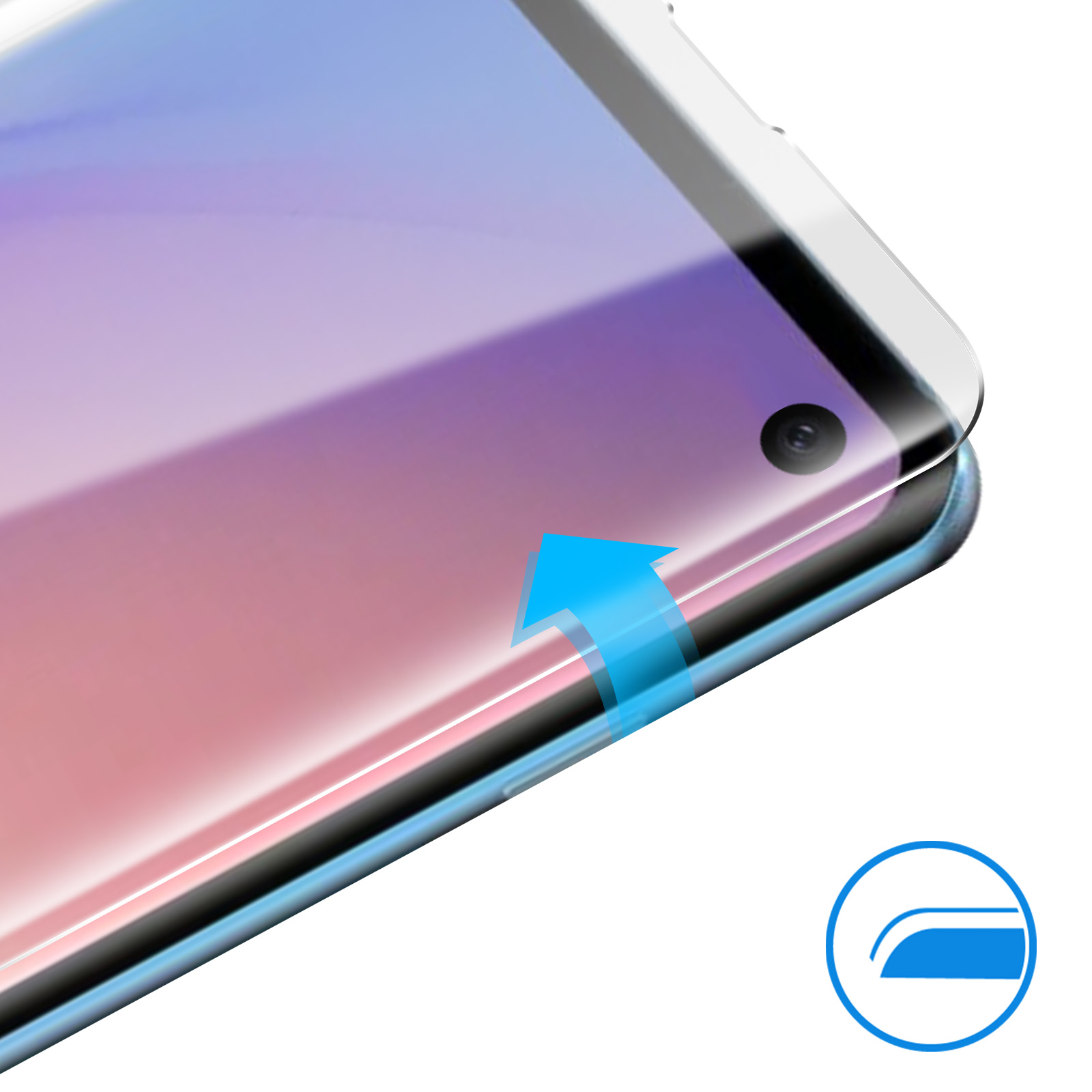 Un primo piano dello schermo di un telefono con un proteggi schermo.