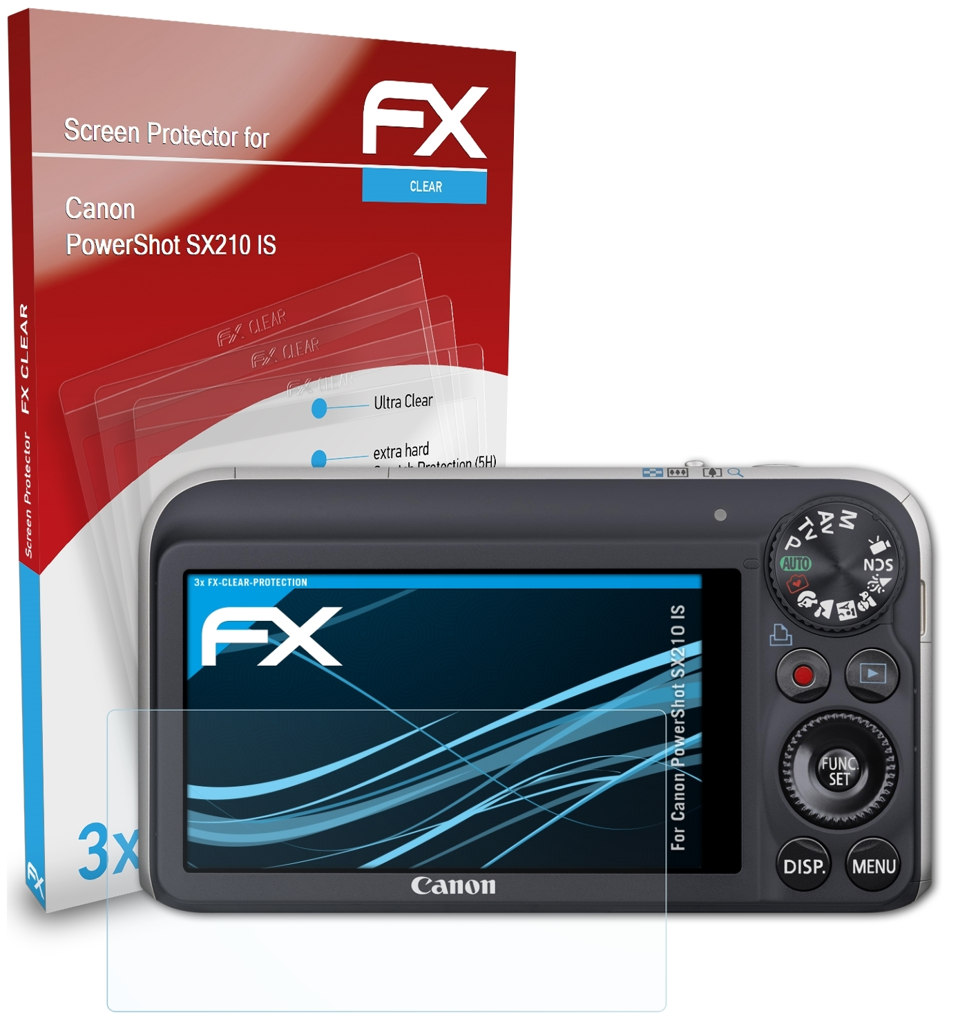 ATFOLIX 3x FX-Clear Displayschutz(für Canon IS) PowerShot SX210