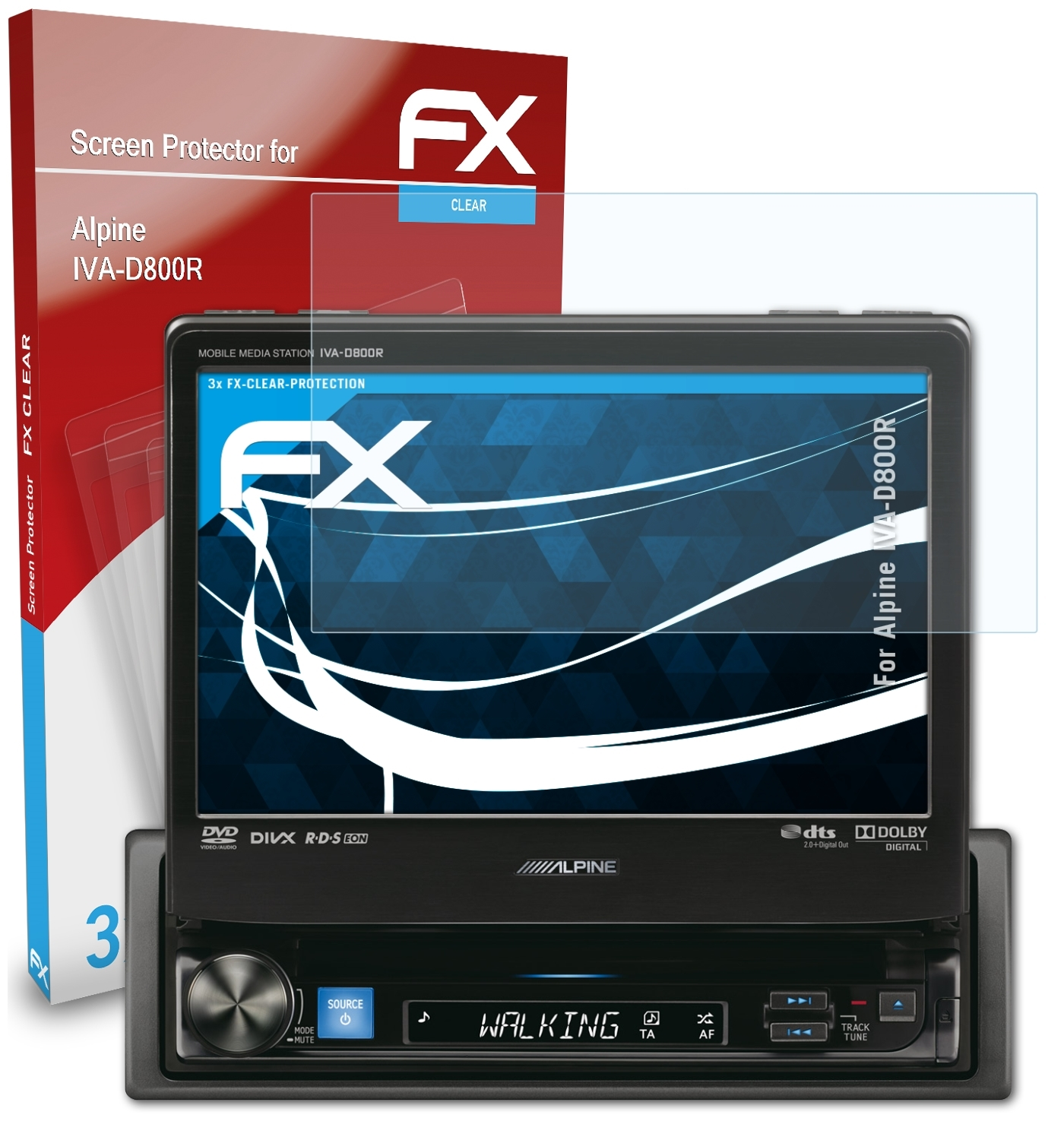 Alpine 3x ATFOLIX IVA-D800R) Displayschutz(für FX-Clear