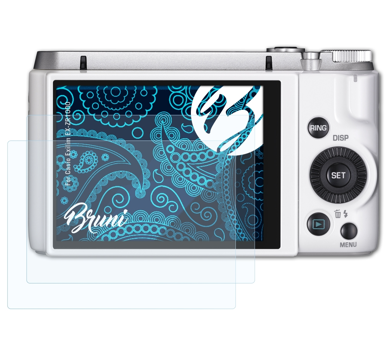 BRUNI 2x Basics-Clear Schutzfolie(für Casio EX-ZR1000) Exilim