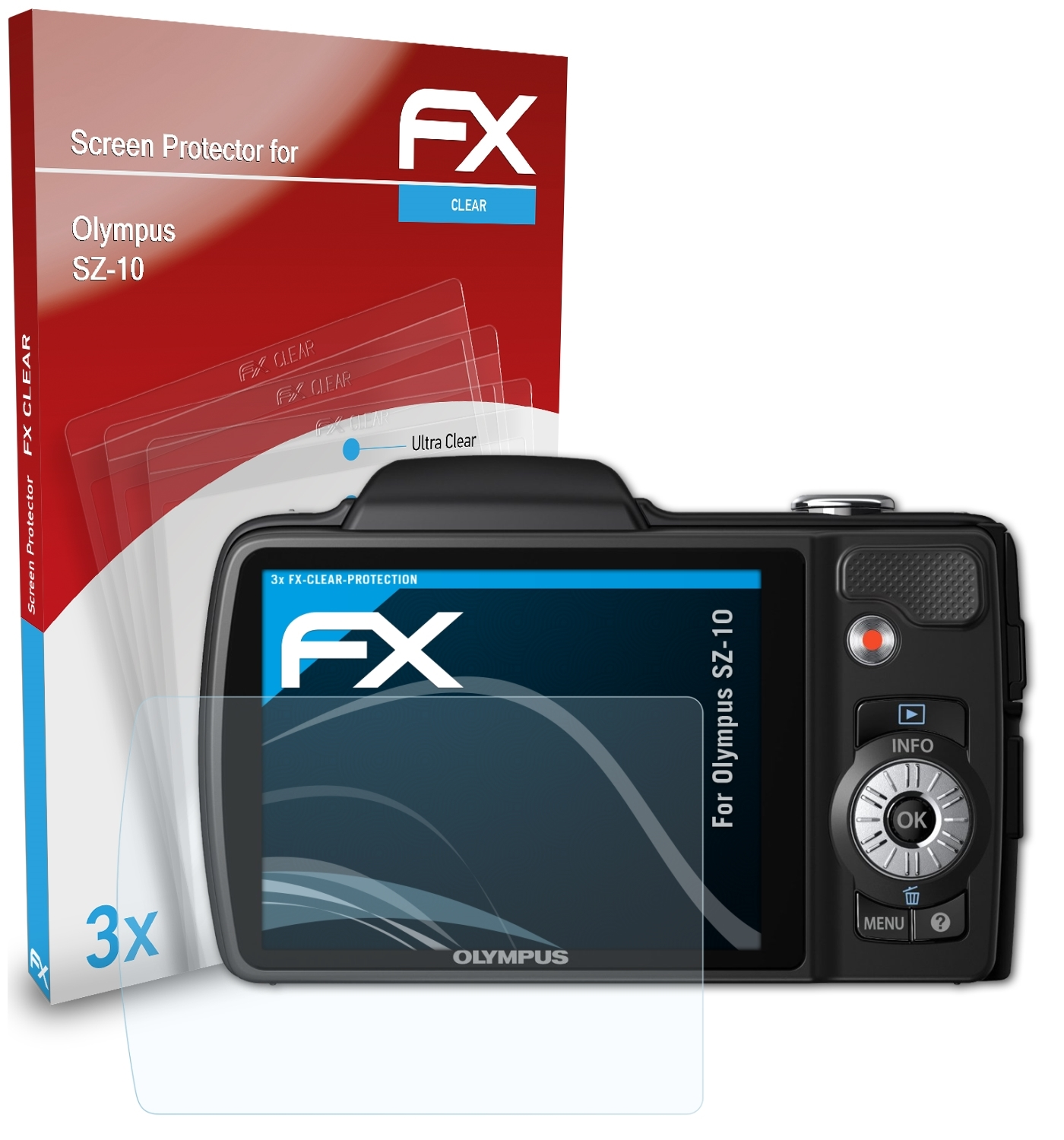 3x FX-Clear SZ-10) Displayschutz(für Olympus ATFOLIX