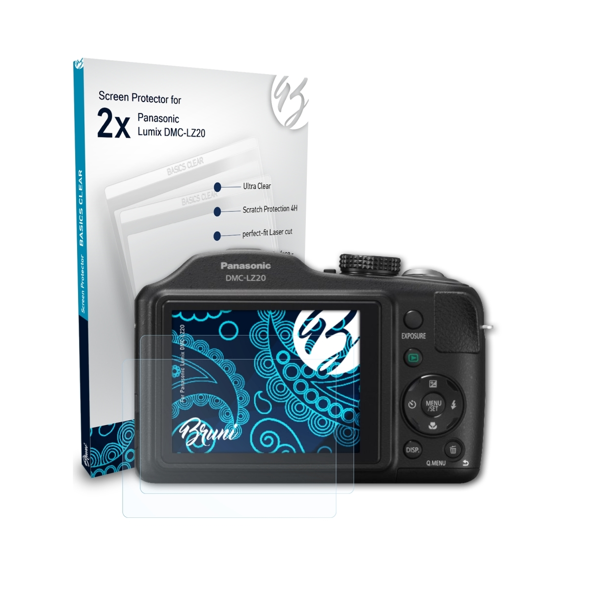BRUNI 2x Basics-Clear Schutzfolie(für DMC-LZ20) Lumix Panasonic
