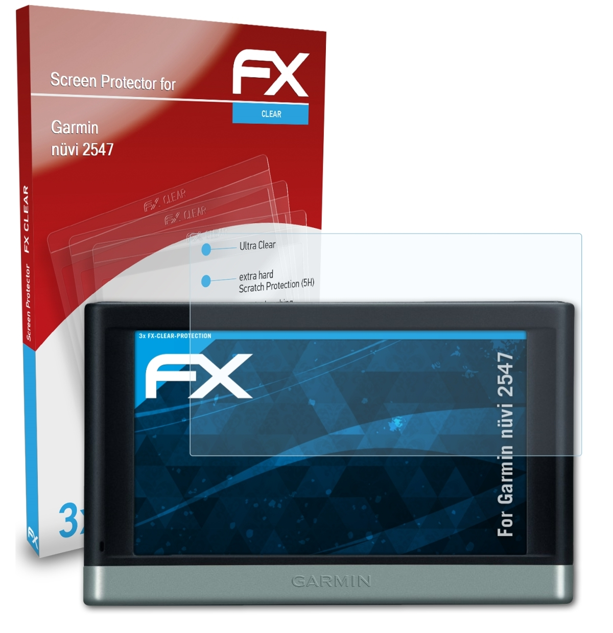 ATFOLIX 3x Garmin Displayschutz(für nüvi 2547) FX-Clear