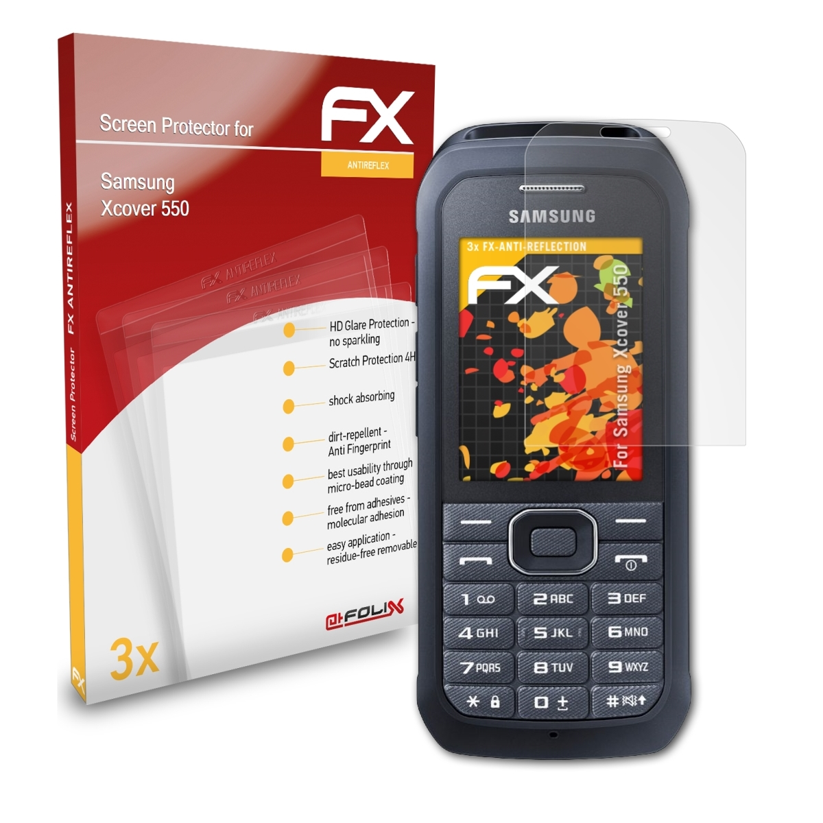 Xcover ATFOLIX 3x Displayschutz(für FX-Antireflex 550) Samsung