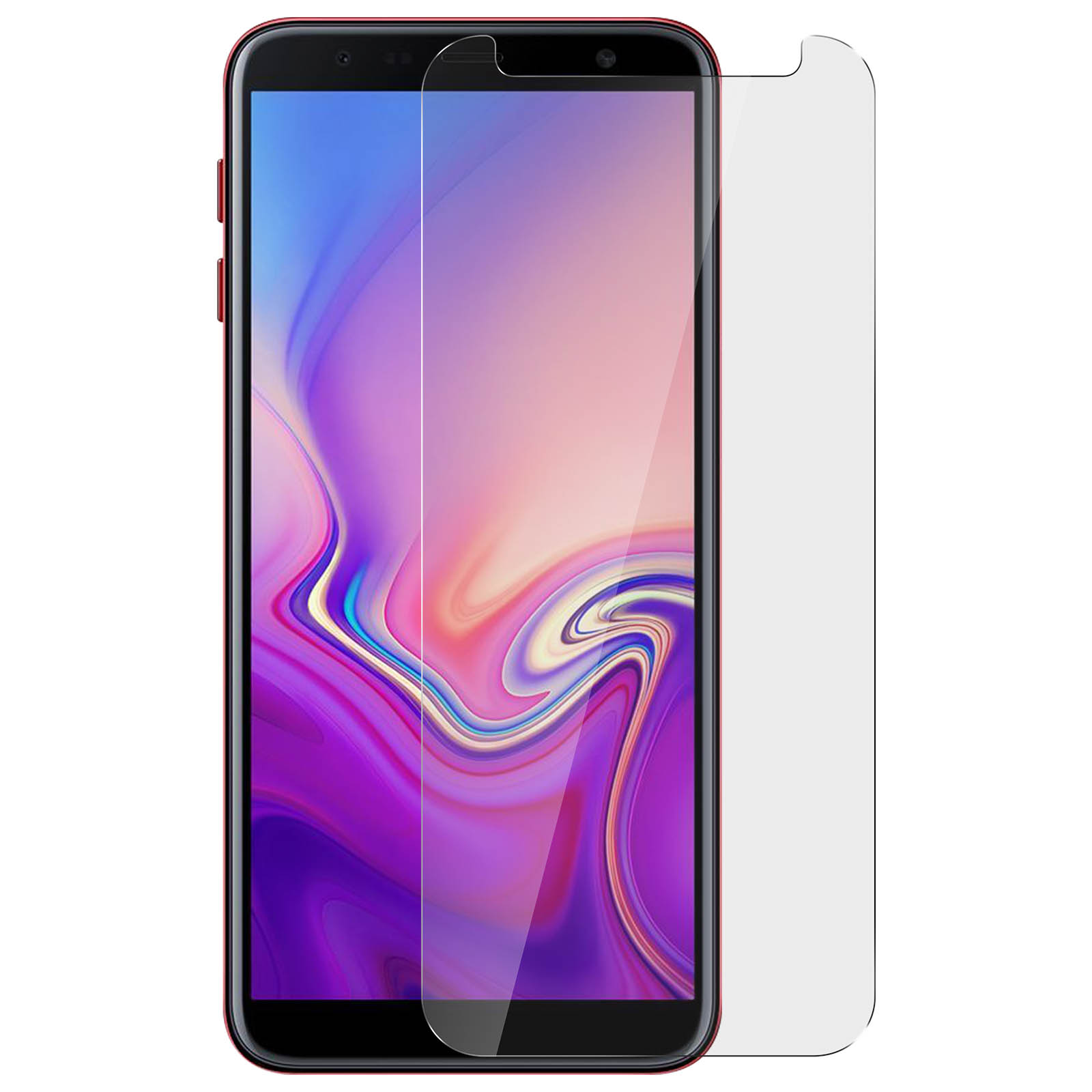 Un telefono con una protezione schermo parzialmente applicata, che mostra lo schermo del telefono e la protezione.