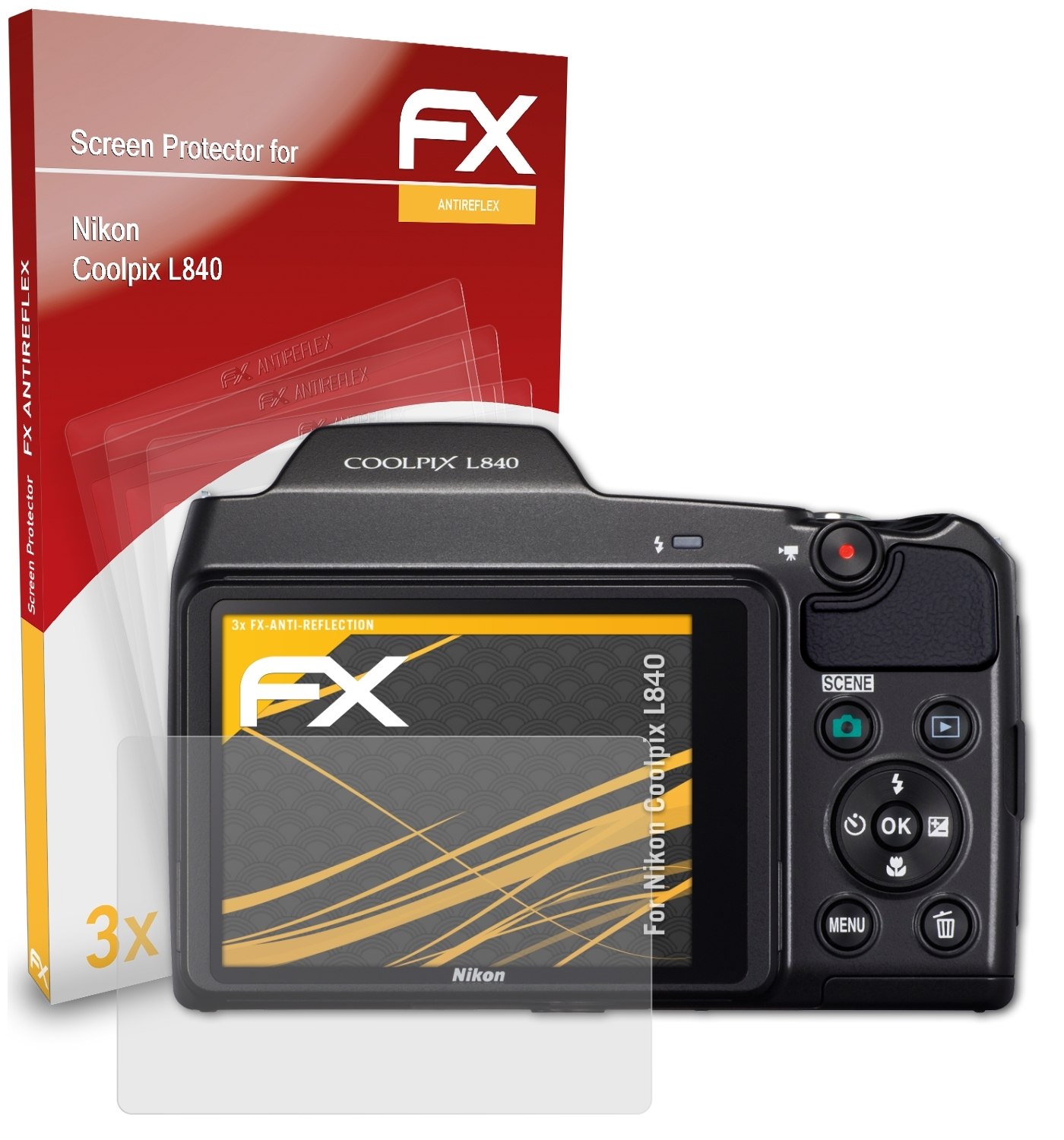 ATFOLIX L840) FX-Antireflex 3x Displayschutz(für Coolpix Nikon