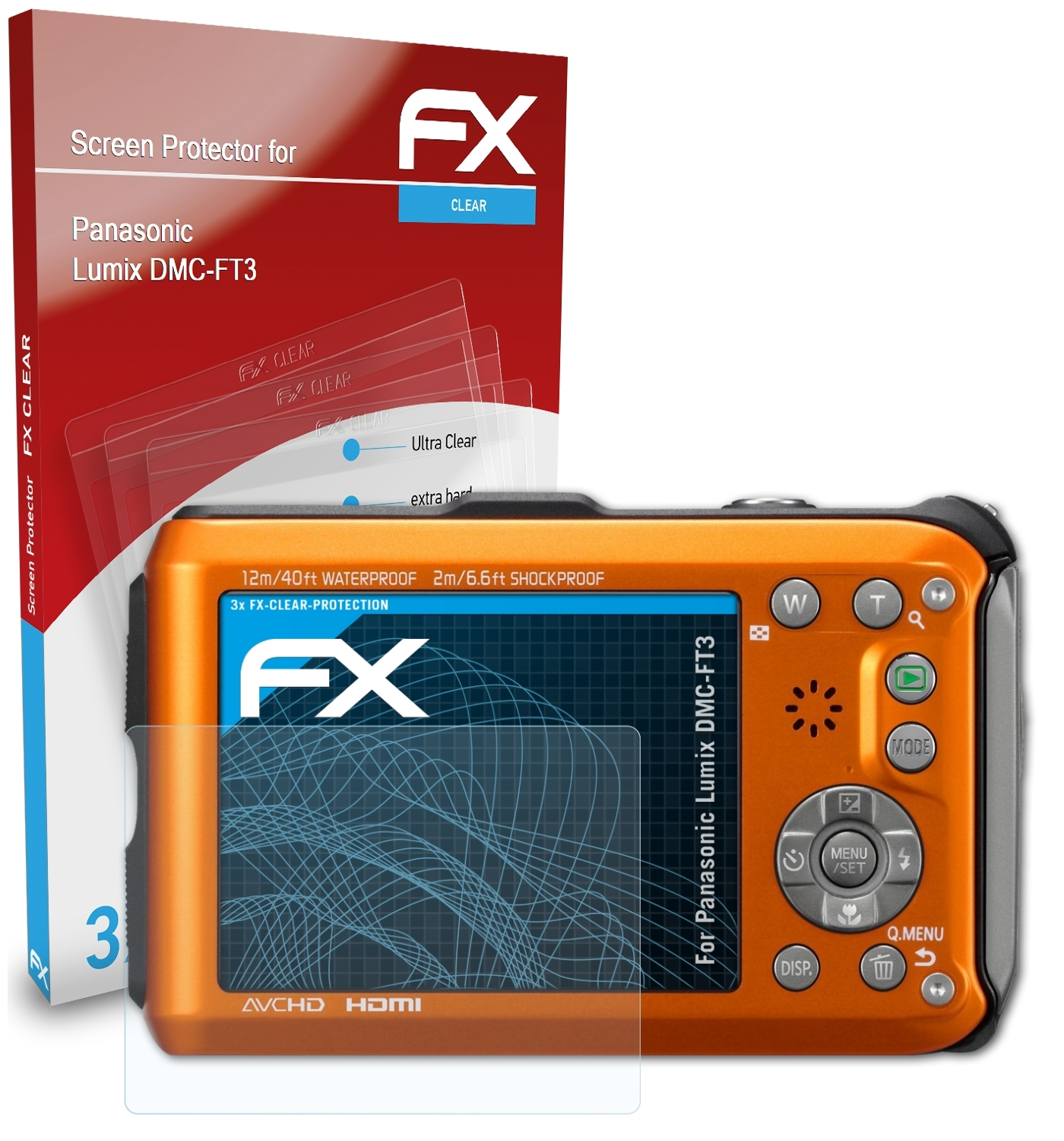 DMC-FT3) 3x Lumix FX-Clear ATFOLIX Panasonic Displayschutz(für