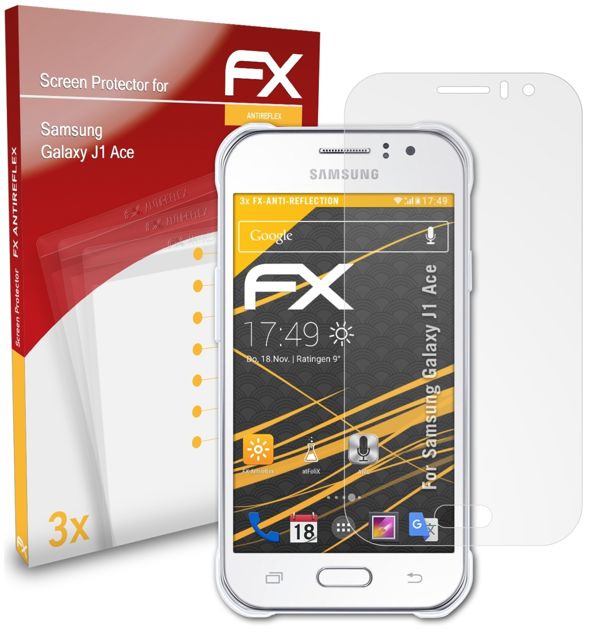 3x Galaxy J1 ATFOLIX Samsung FX-Antireflex Displayschutz(für Ace)