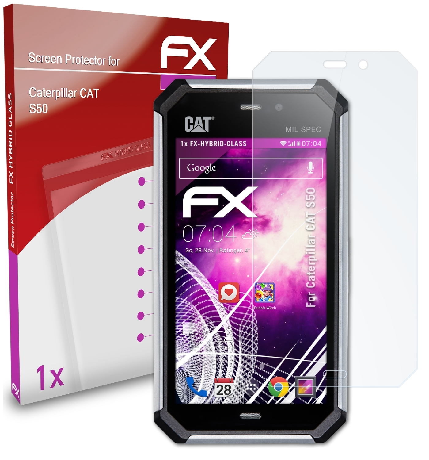ATFOLIX FX-Hybrid-Glass Schutzglas(für Caterpillar S50) CAT
