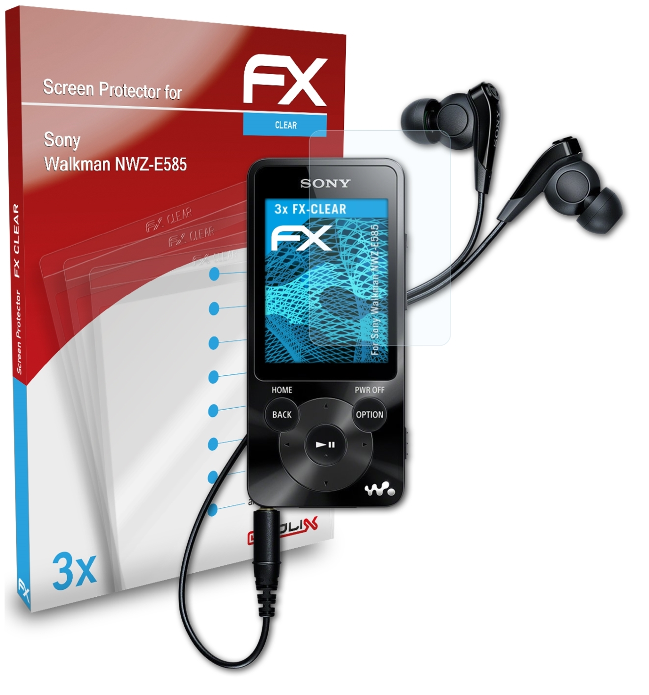 ATFOLIX 3x FX-Clear Displayschutz(für Walkman NWZ-E585) Sony