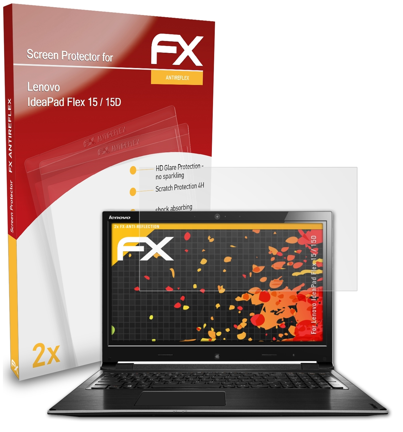 Flex 15D) ATFOLIX FX-Antireflex 2x Lenovo 15 IdeaPad / Displayschutz(für