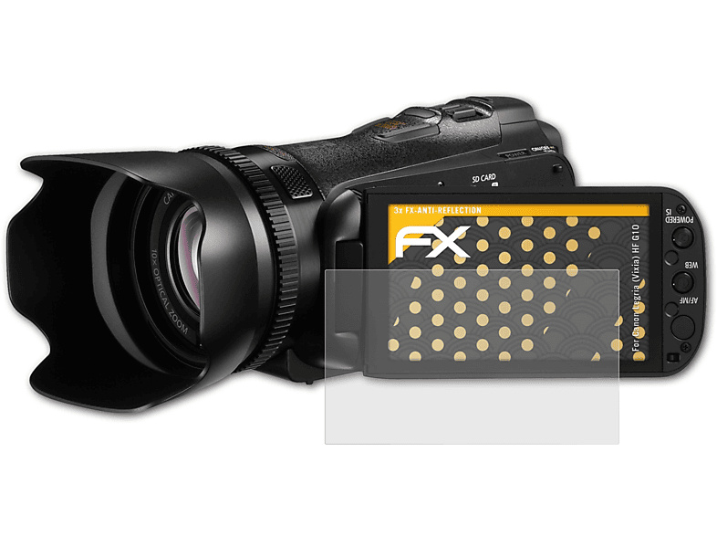 ATFOLIX 3x FX-Antireflex Displayschutz(für Canon Legria (Vixia) HF G10)