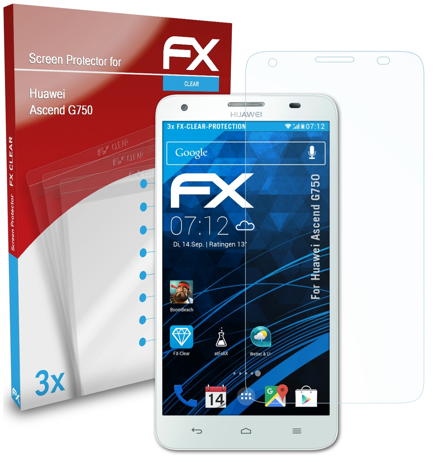 FX-Clear 3x G750) Huawei Ascend ATFOLIX Displayschutz(für