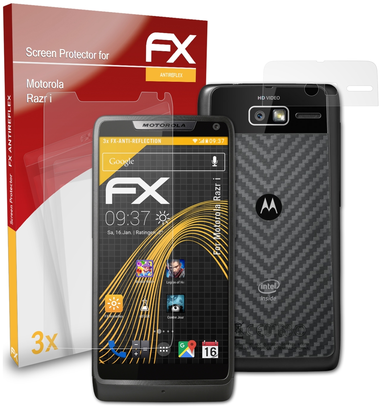 ATFOLIX 3x Motorola Razr Displayschutz(für i) FX-Antireflex