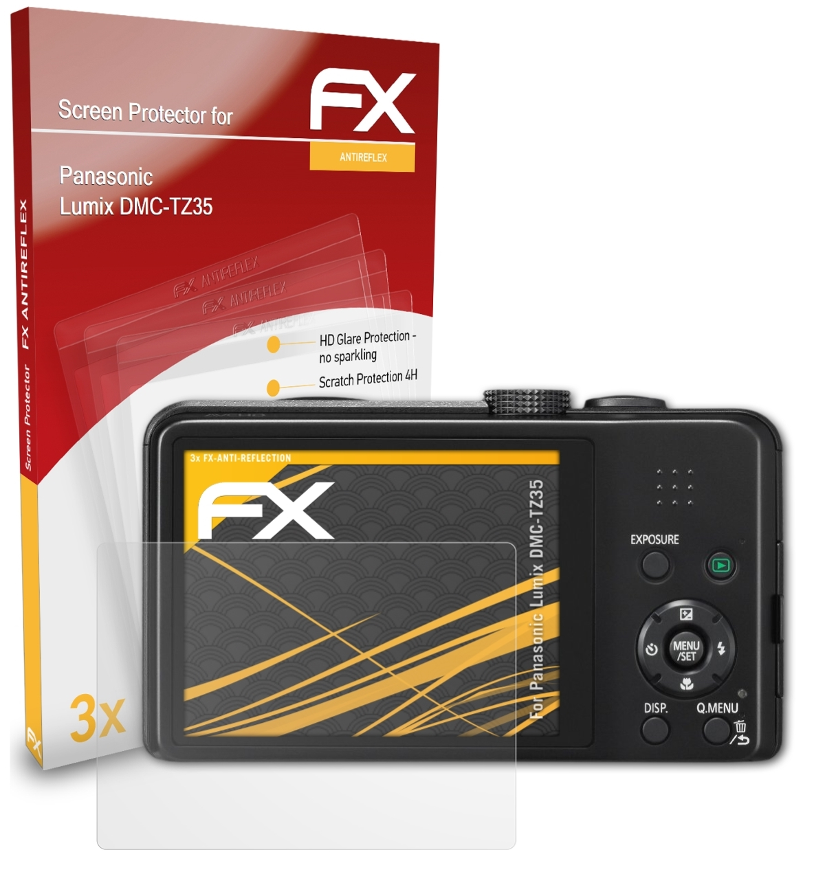 ATFOLIX 3x Panasonic Lumix DMC-TZ35) FX-Antireflex Displayschutz(für