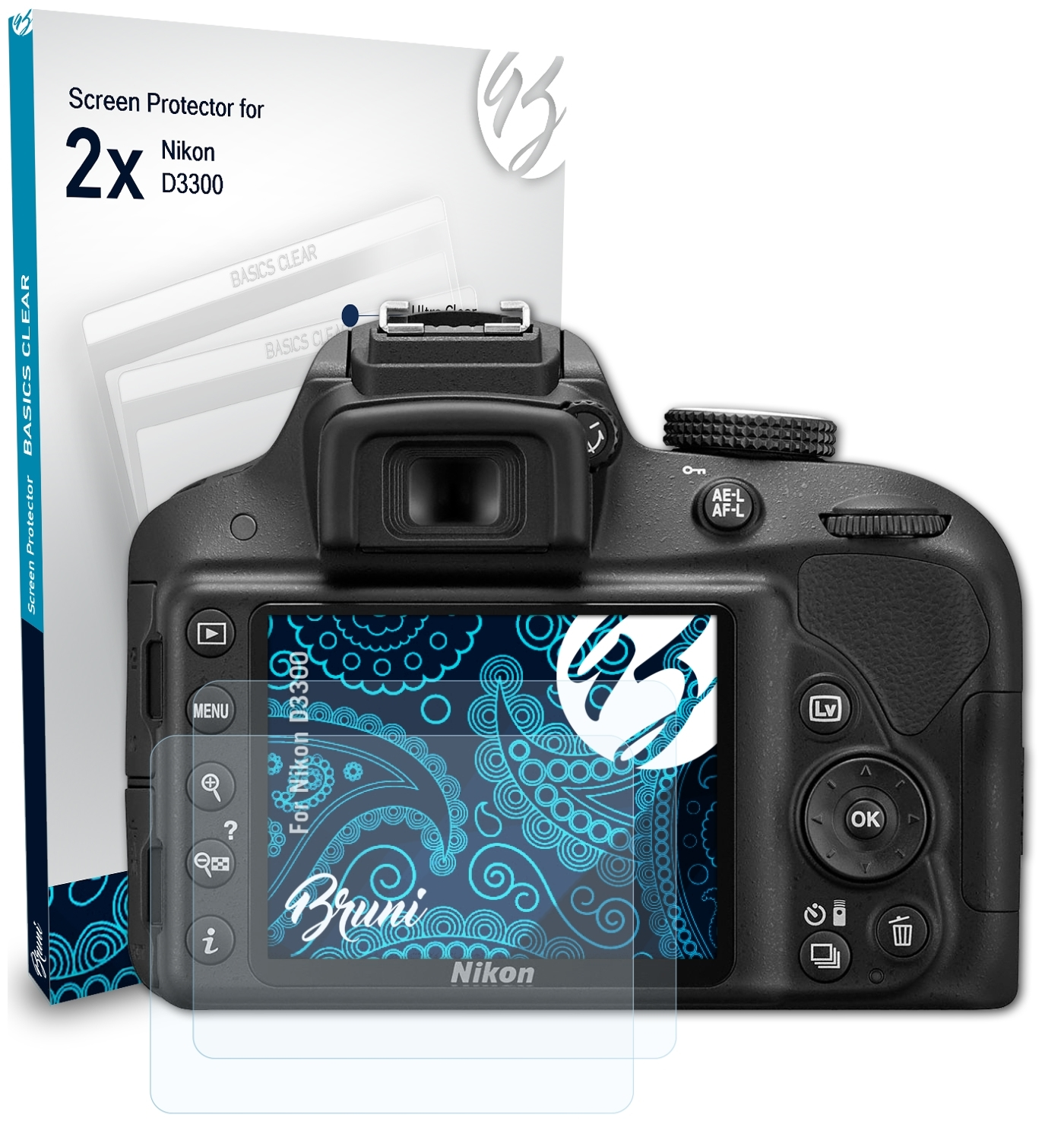 BRUNI Basics-Clear D3300) Nikon 2x Schutzfolie(für