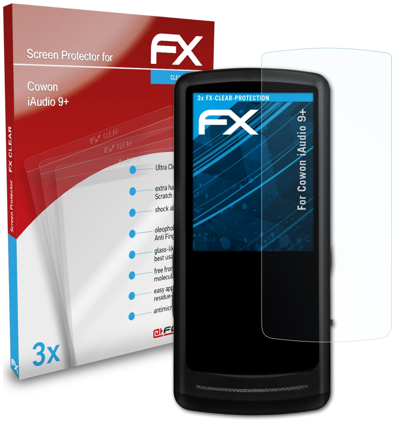 3x FX-Clear Cowon iAudio Displayschutz(für 9+) ATFOLIX