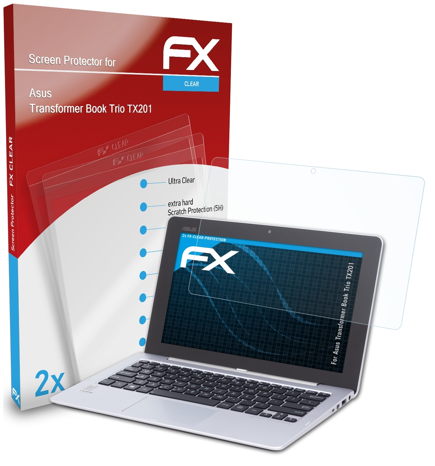 Asus 2x (TX201)) Book Displayschutz(für ATFOLIX FX-Clear Trio Transformer