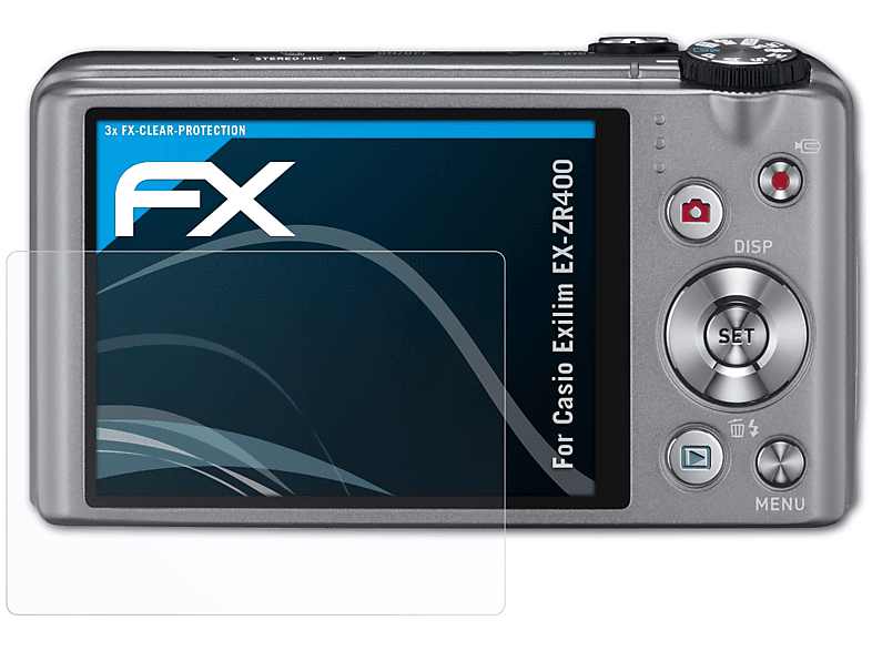 FX-Clear 3x Exilim Casio Displayschutz(für EX-ZR400) ATFOLIX