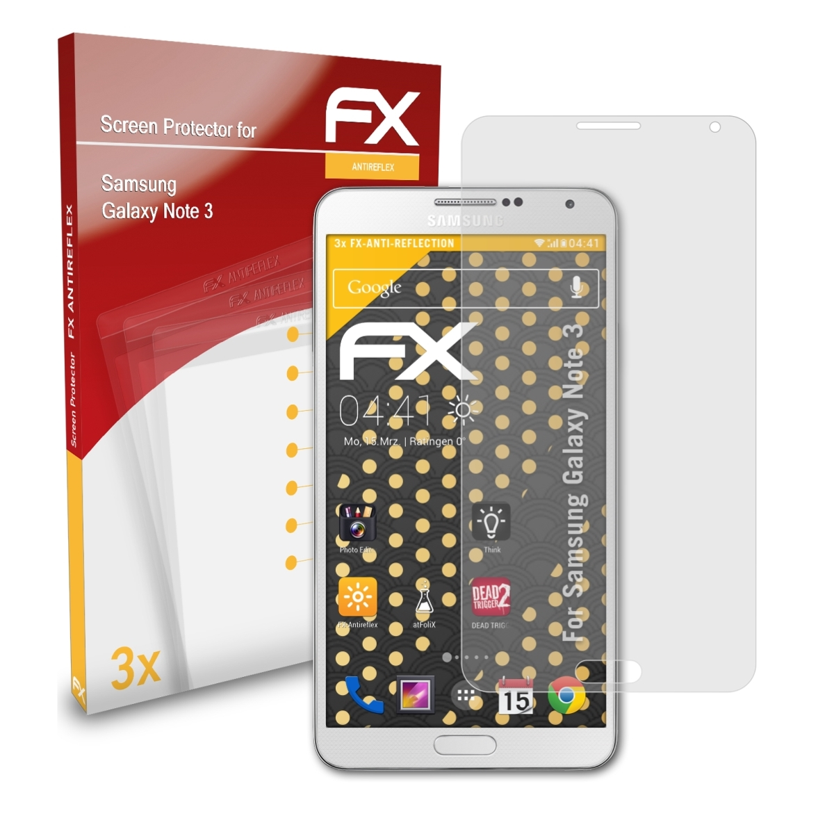 ATFOLIX 3x FX-Antireflex Displayschutz(für Note Samsung 3) Galaxy