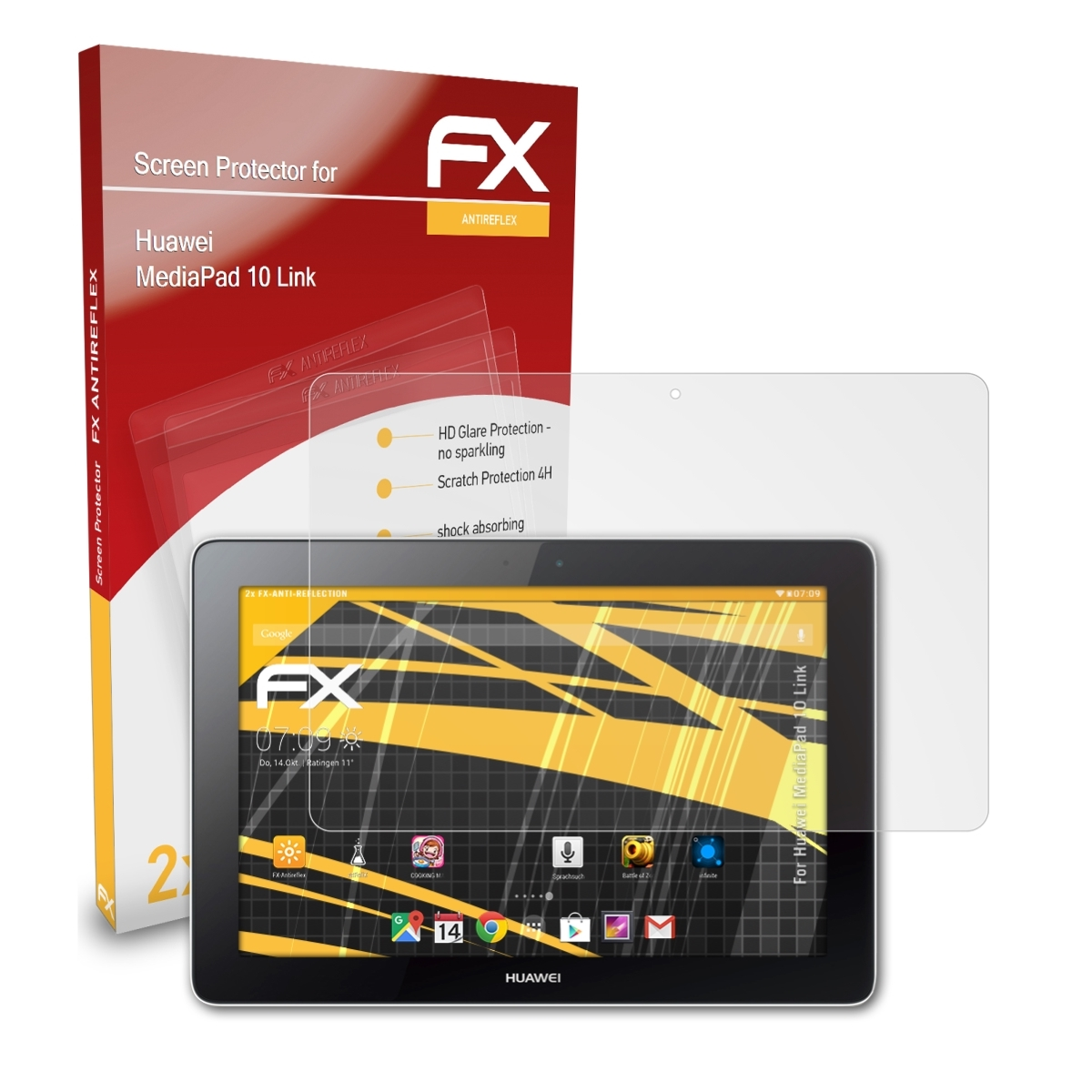 2x ATFOLIX 10 Huawei Link) MediaPad Displayschutz(für FX-Antireflex