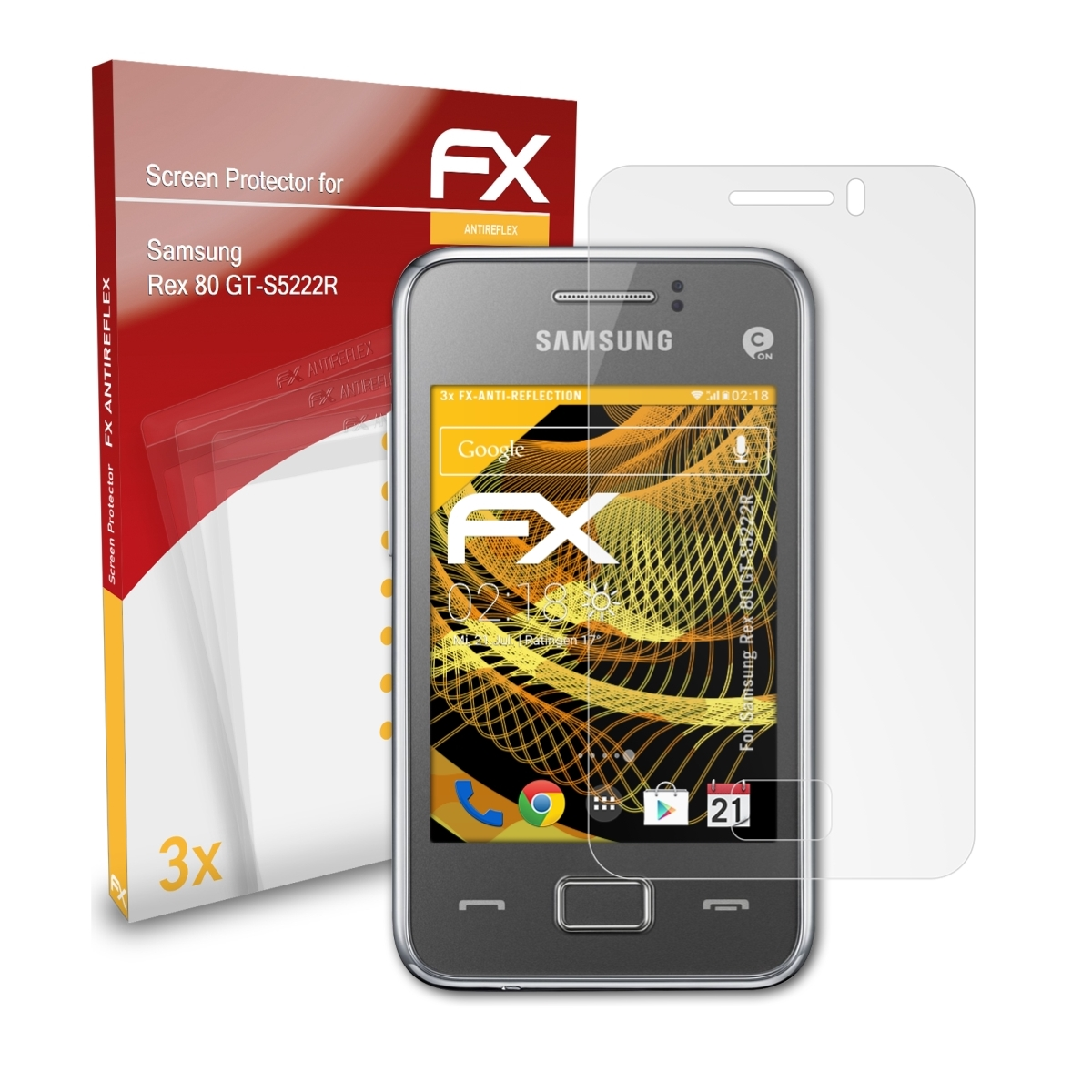 ATFOLIX FX-Antireflex 80 (GT-S5222R)) Rex Displayschutz(für Samsung 3x