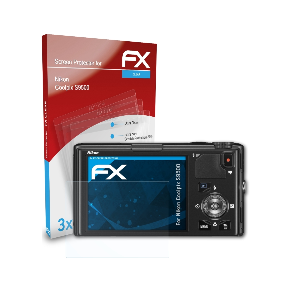 Coolpix FX-Clear ATFOLIX 3x S9500) Displayschutz(für Nikon