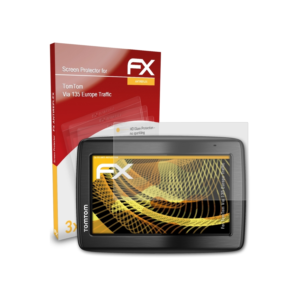 ATFOLIX 3x FX-Antireflex Displayschutz(für TomTom Europe Traffic) 135 Via