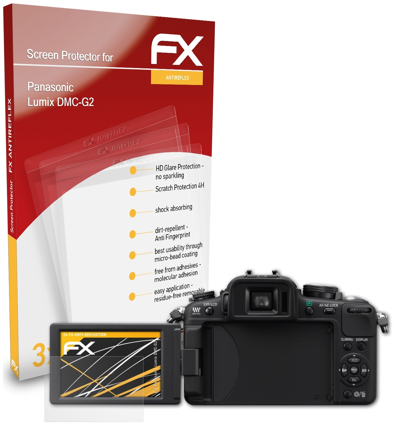 Lumix Displayschutz(für Panasonic ATFOLIX 3x FX-Antireflex DMC-G2)