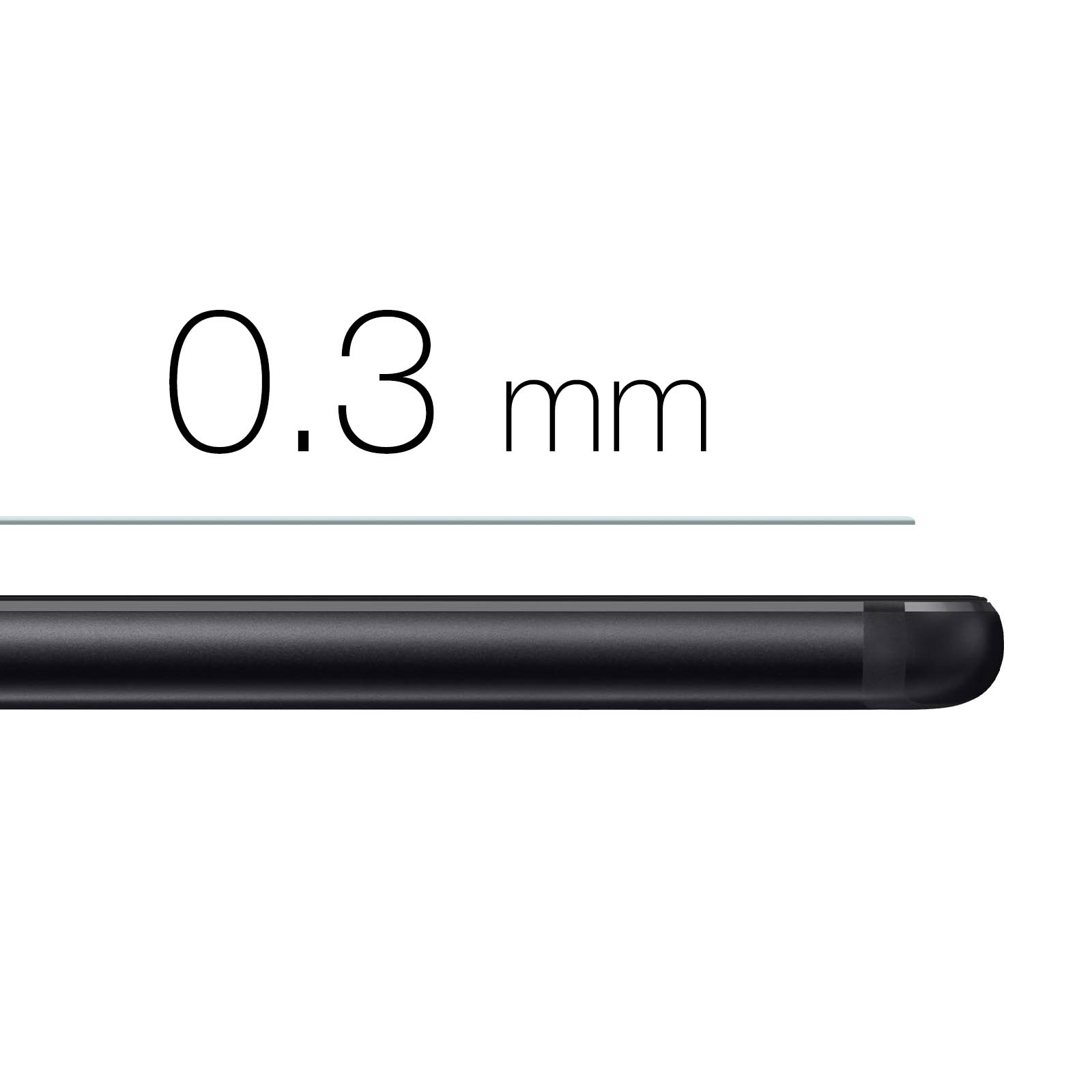 Il bordo di un telefono con il testo 0,3 mm.