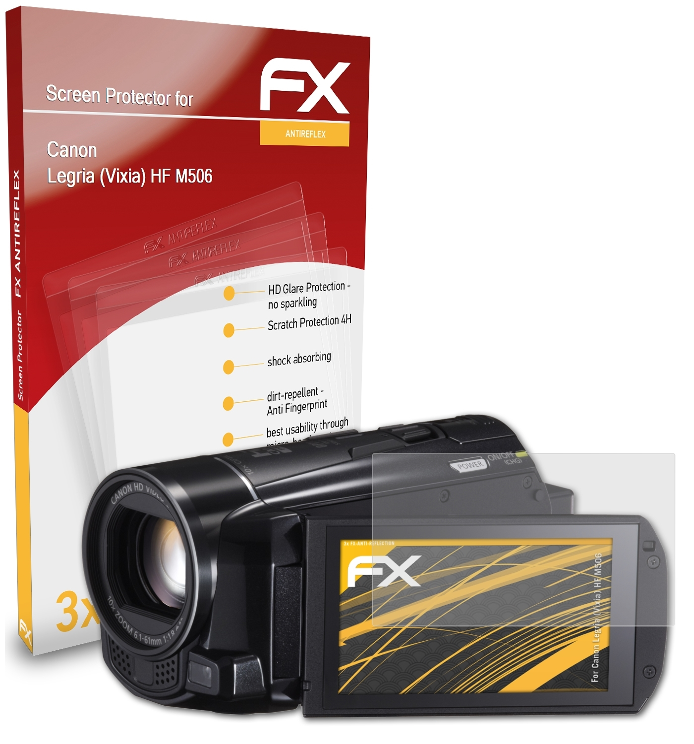 HF ATFOLIX Canon (Vixia) FX-Antireflex 3x M506) Displayschutz(für Legria