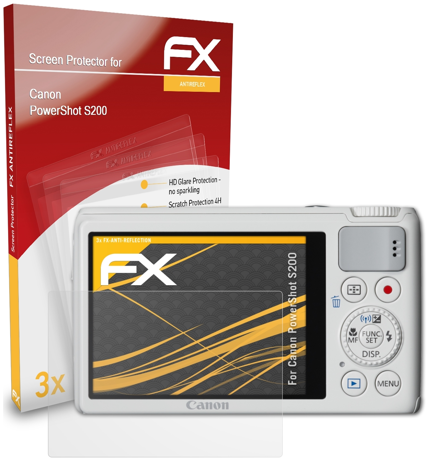 ATFOLIX 3x Displayschutz(für FX-Antireflex PowerShot S200) Canon