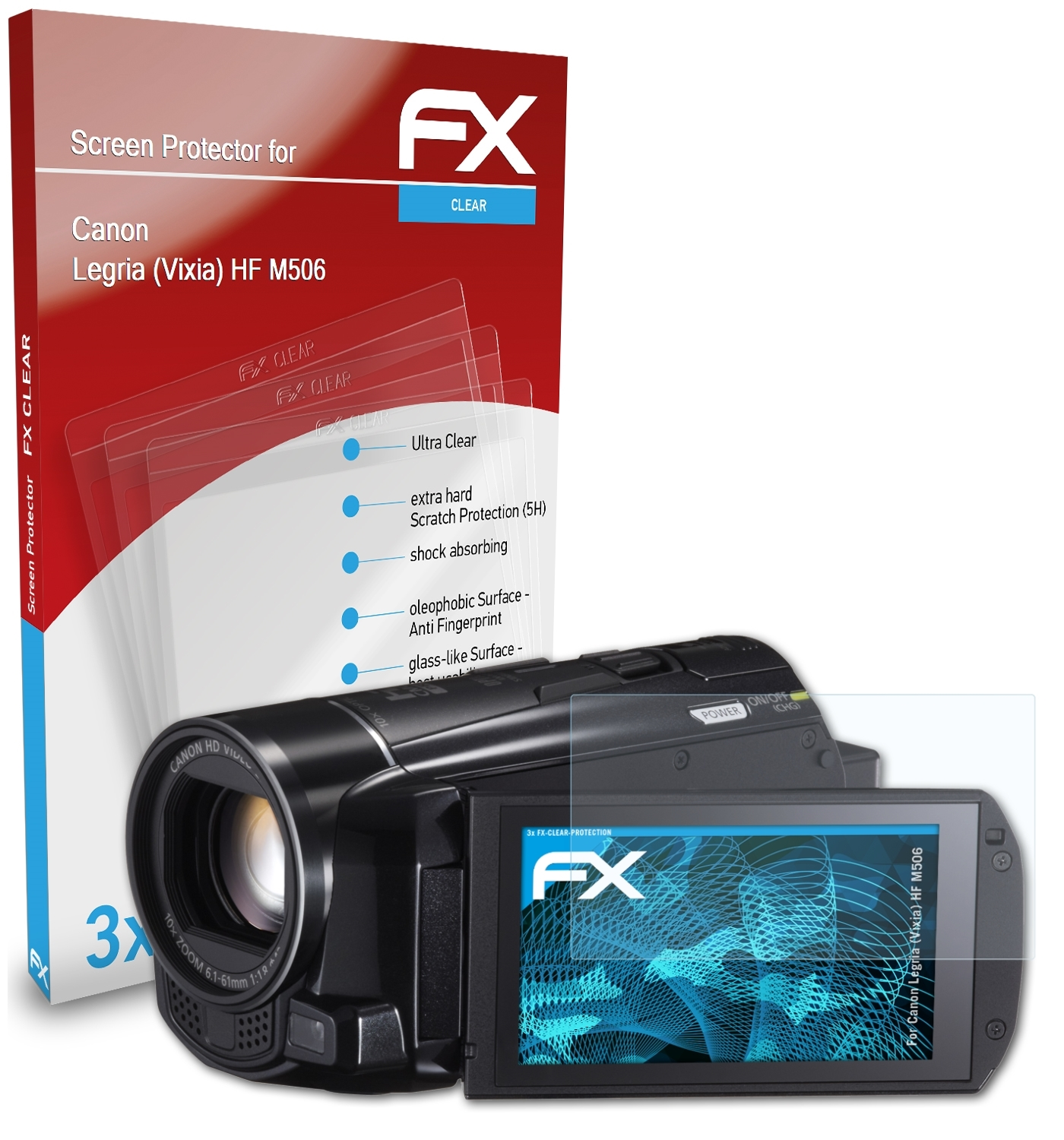Legria HF Displayschutz(für M506) FX-Clear ATFOLIX 3x Canon (Vixia)