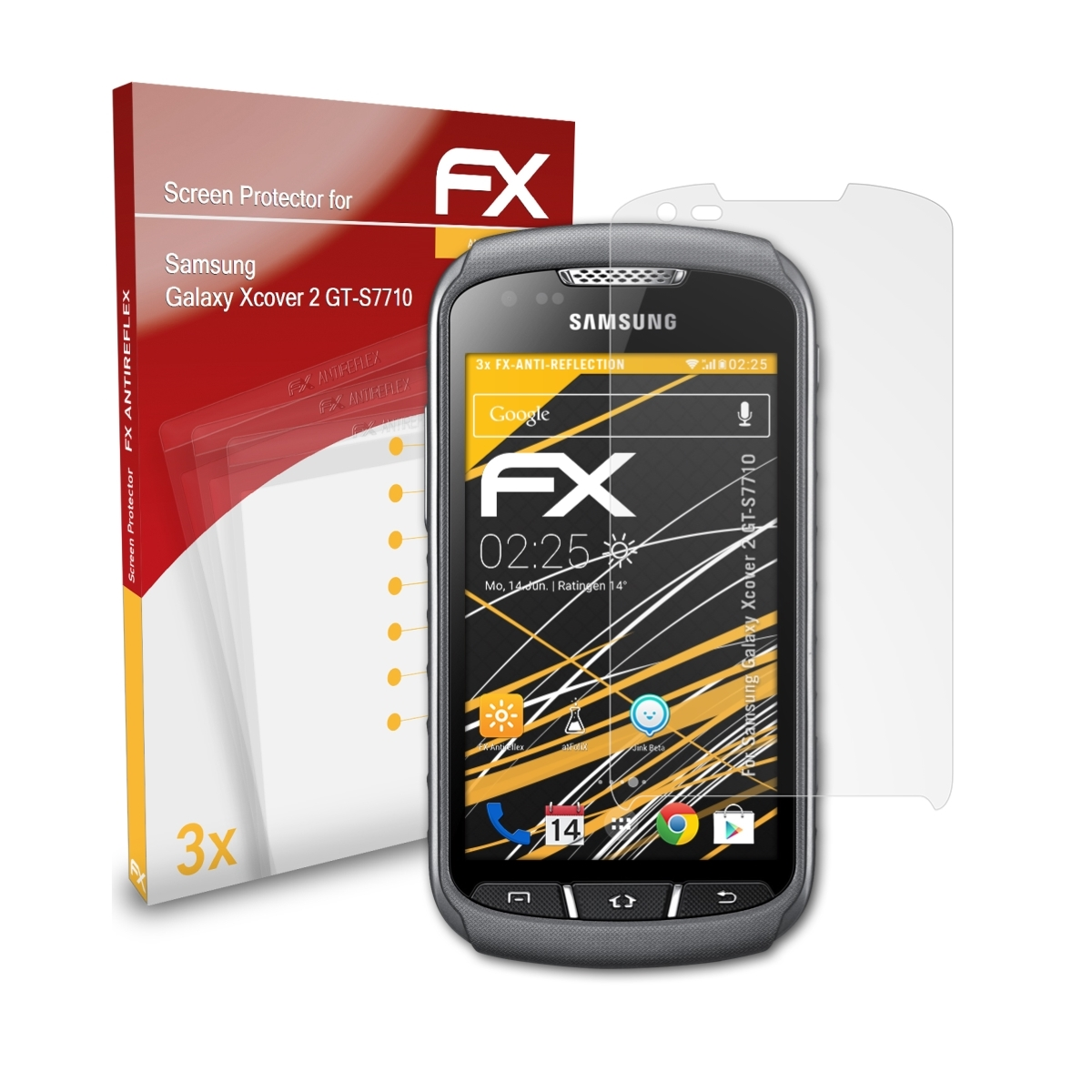 ATFOLIX 3x FX-Antireflex Displayschutz(für Samsung Galaxy 2 (GT-S7710)) Xcover