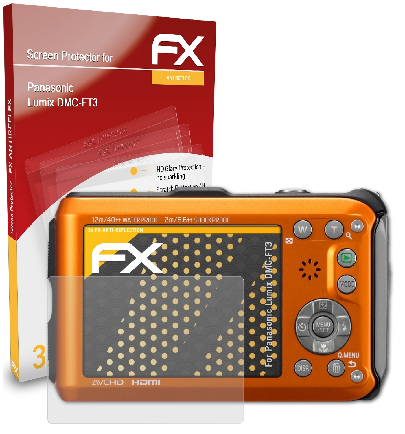 Lumix 3x DMC-FT3) Displayschutz(für Panasonic FX-Antireflex ATFOLIX