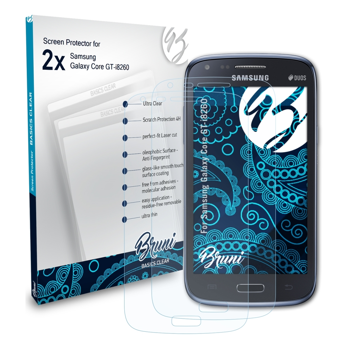 Samsung BRUNI Core Galaxy 2x Schutzfolie(für (GT-i8260)) Basics-Clear