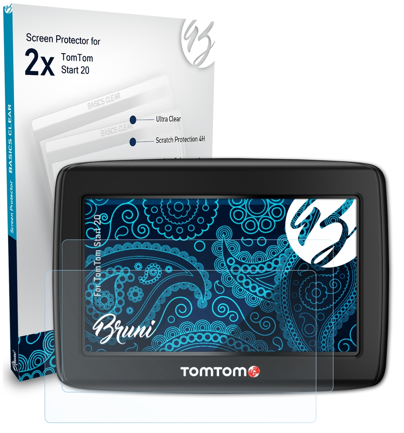 TomTom 2x Basics-Clear Start Schutzfolie(für 20) BRUNI