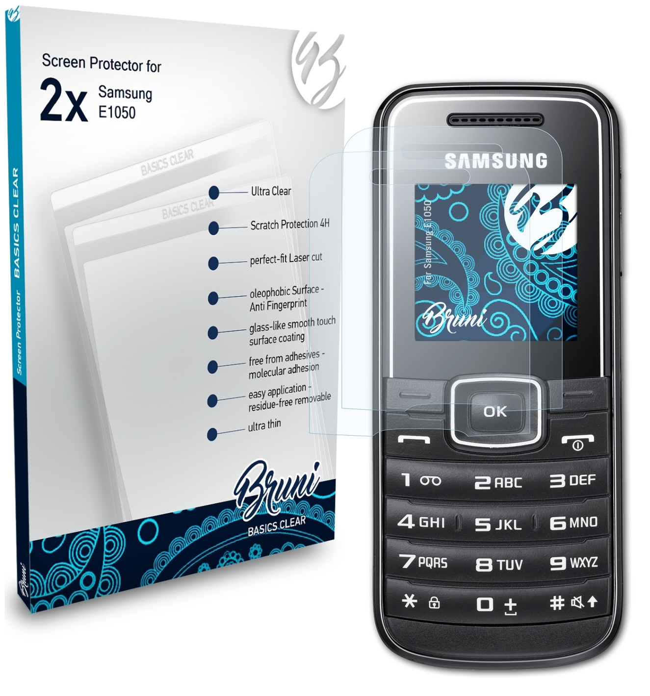 E1050) Schutzfolie(für Basics-Clear Samsung 2x BRUNI