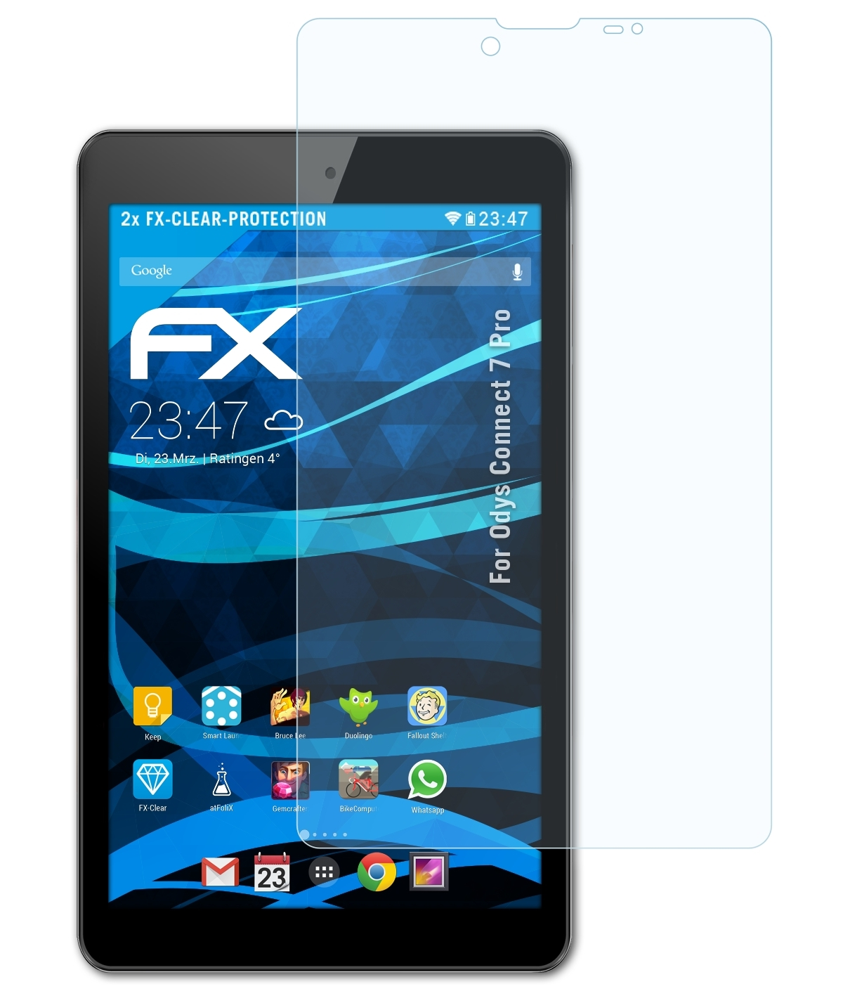 Connect Odys FX-Clear Pro) ATFOLIX 7 Displayschutz(für 2x