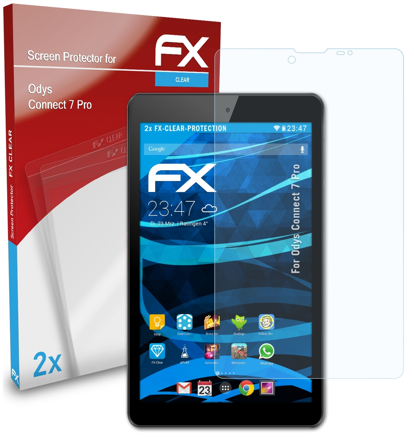 Connect Odys FX-Clear Pro) ATFOLIX 7 Displayschutz(für 2x