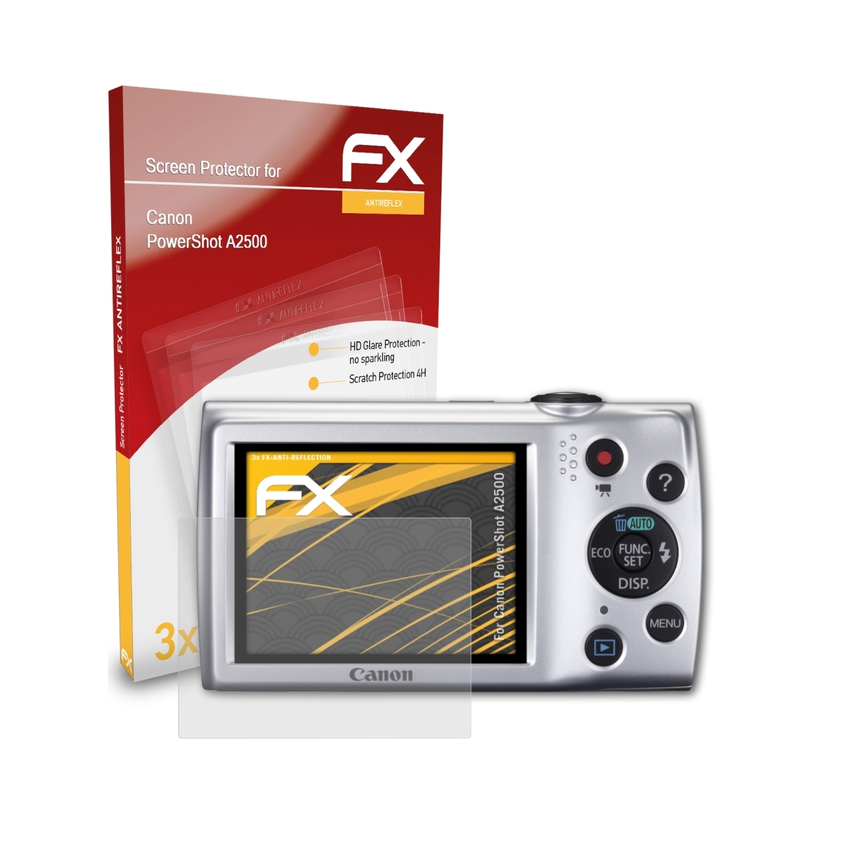 ATFOLIX 3x FX-Antireflex Displayschutz(für Canon A2500) PowerShot