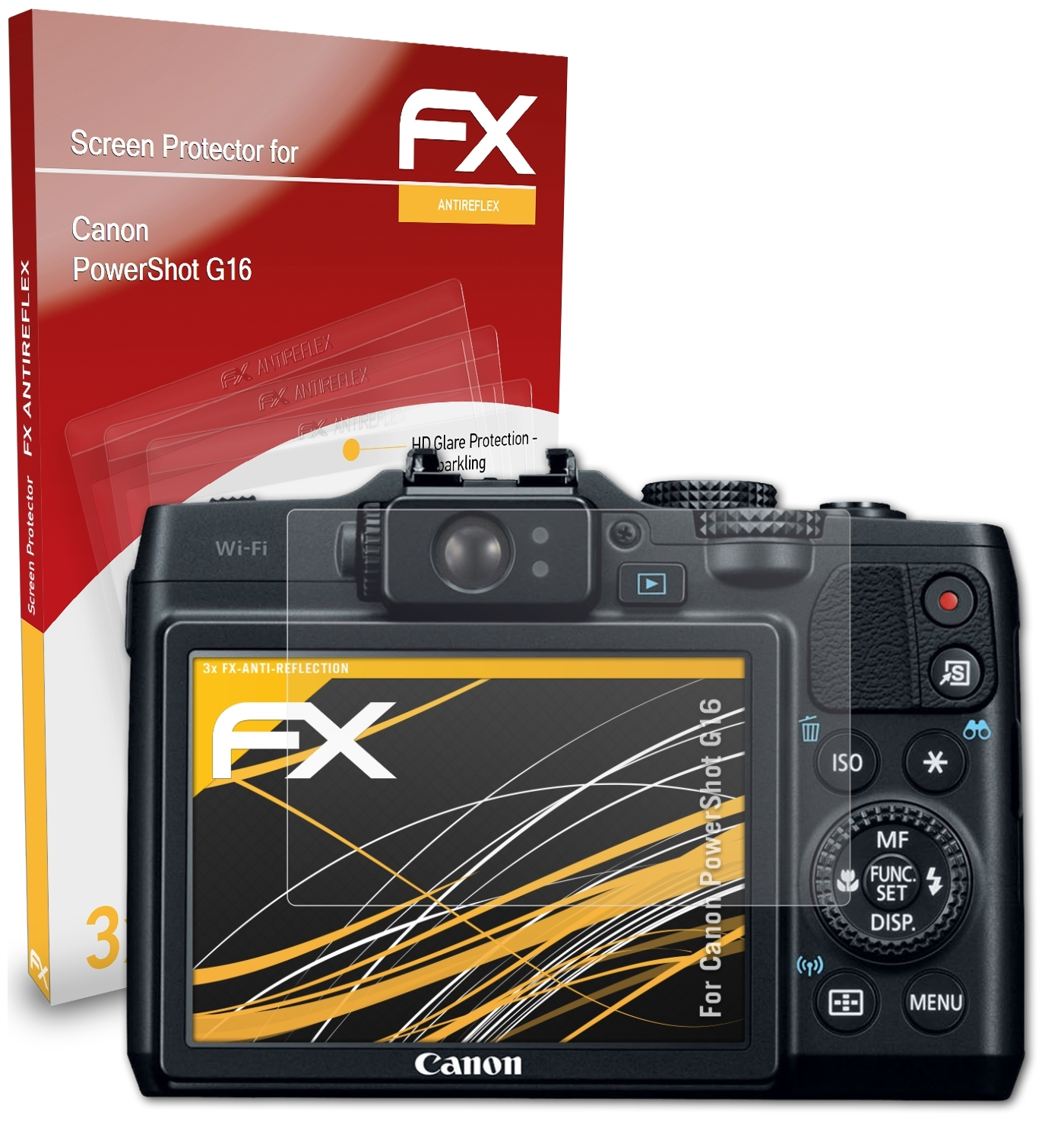 PowerShot FX-Antireflex 3x Displayschutz(für ATFOLIX G16) Canon