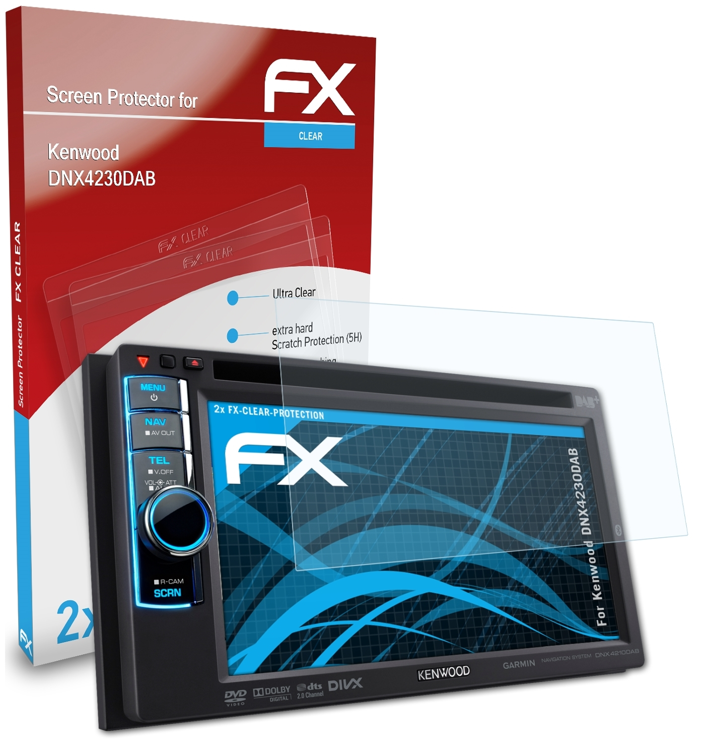 FX-Clear Kenwood 2x ATFOLIX DNX4230DAB) Displayschutz(für