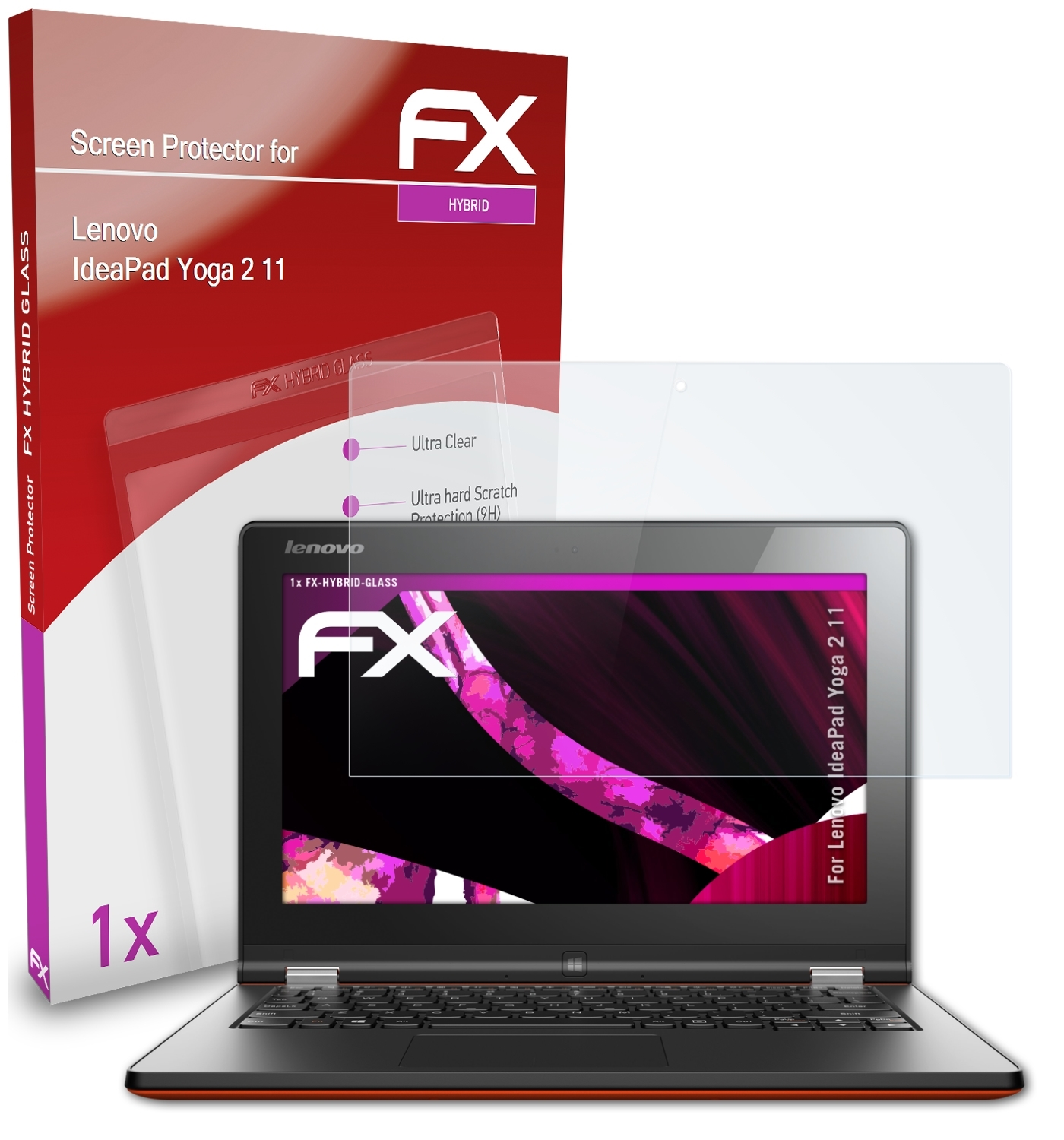ATFOLIX FX-Hybrid-Glass Schutzglas(für Lenovo IdeaPad 11) Yoga 2