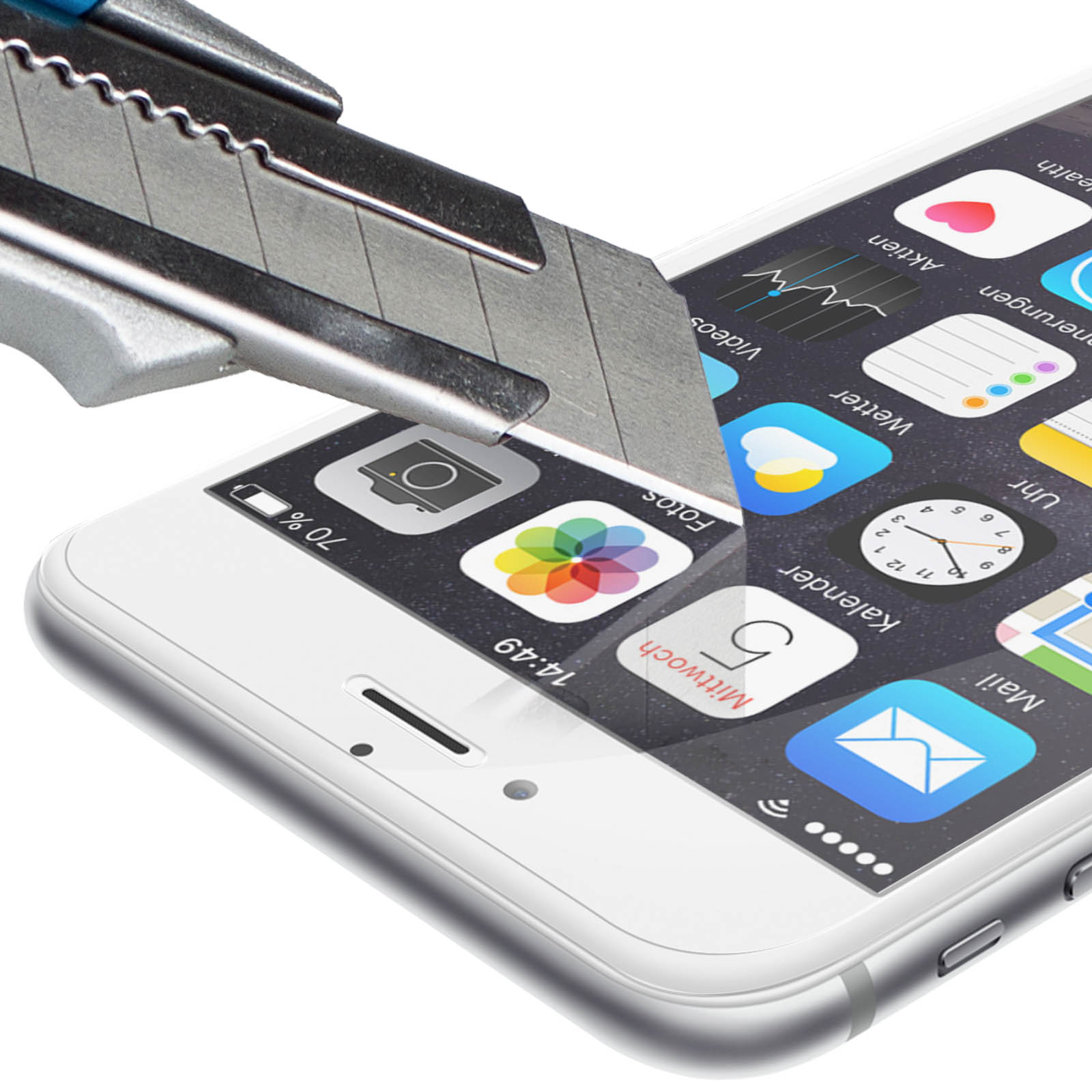 AVIZAR Gehärtetes Glas iPhone Schutzfolie Apple 9H mit 6S) Glas-Folien(für Härtegrad